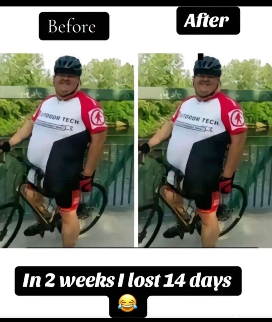 Before After In 2 weeks I lost 14 days
