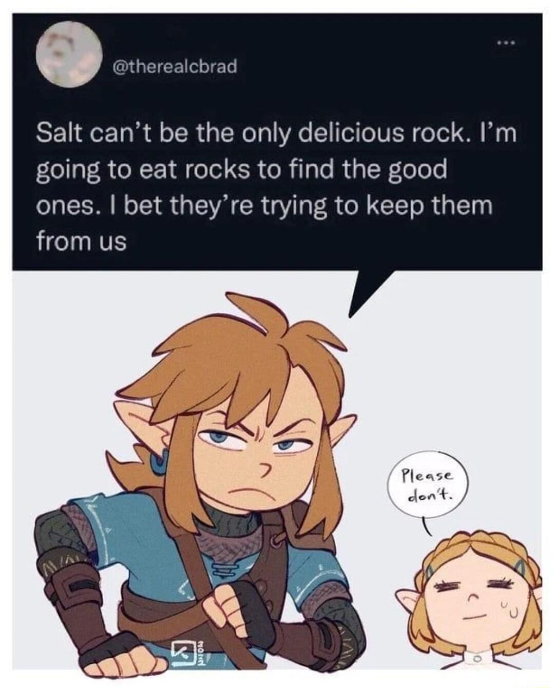 Salt cant be the only delicious rock Im going to eat rocks to find the good ones bet theyre trying to keep them from us