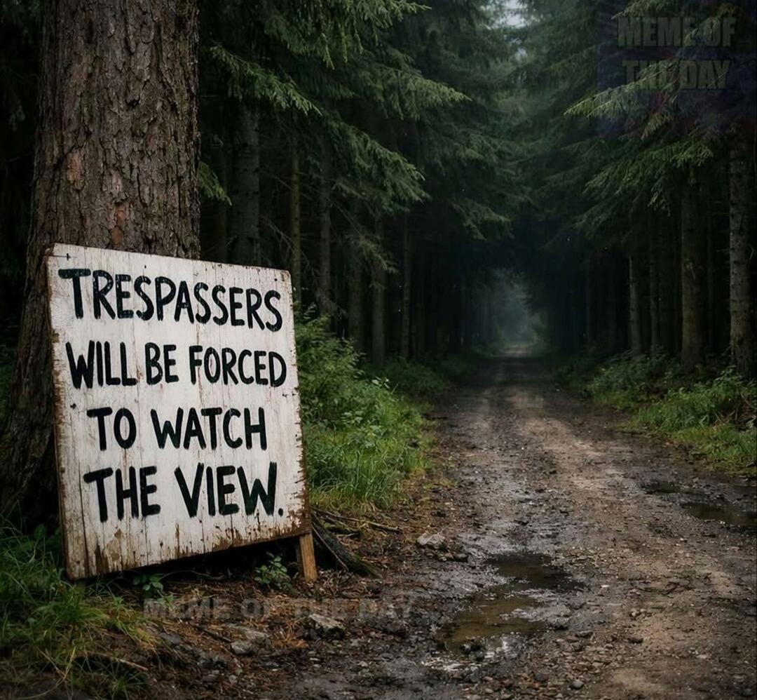 TRESPASSERS WILL BE FORCED TO WATCH THE VIEW.