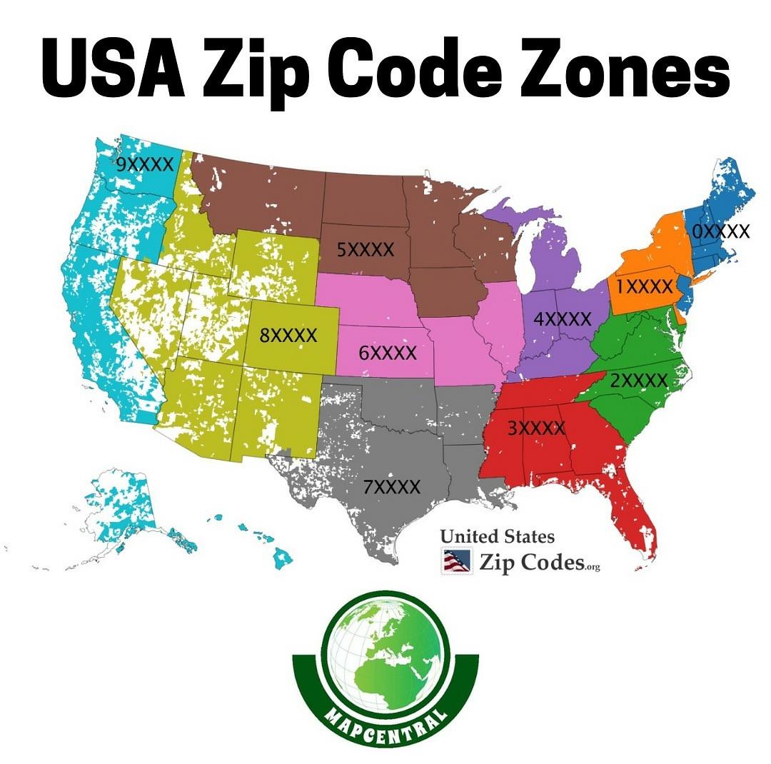USA Zip Code Zones B2 S United States 2 Zip Codes
