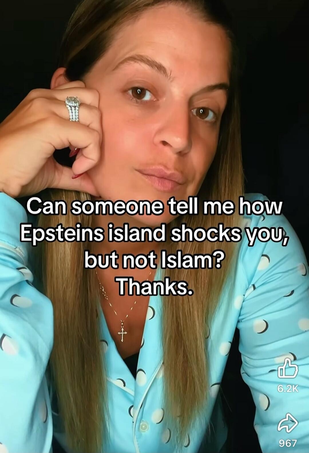 Can someone tell me how Epsteins island shocks you, but not Islam? Thanks.