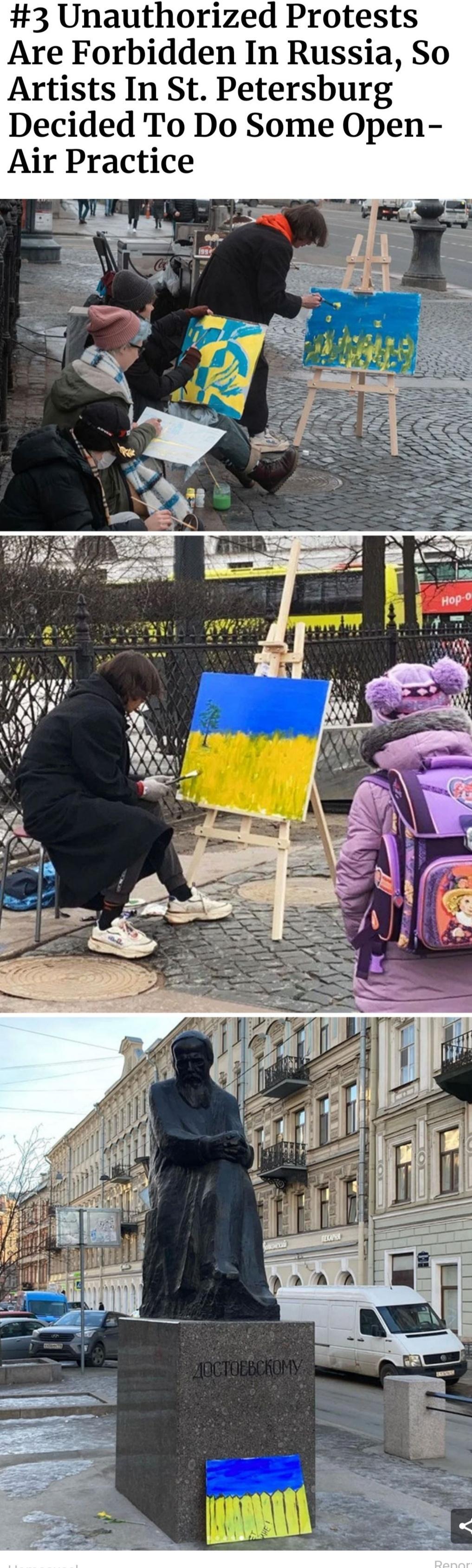 3 Unauthorized Protests Are Forbidden In Russia So Artists In St Petersburg Decided To Do Some Open Air Practice Y L l y i