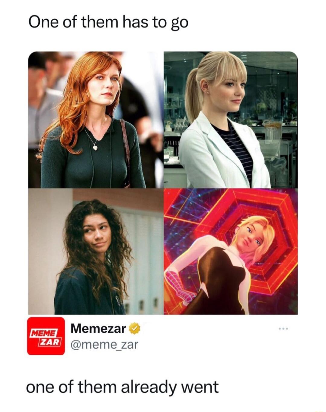 One of them has to go Memezar meme zar one of them already went