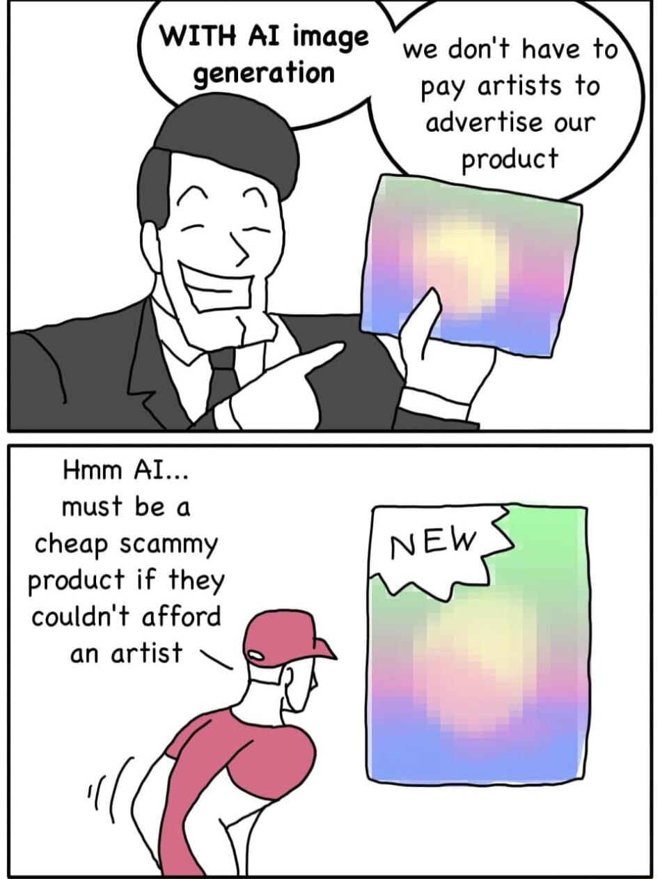 WITH AL image 4ont have to generation pay artists to advertise our Hmm AL must be a cheap scammy product if they couldnt afford an artist