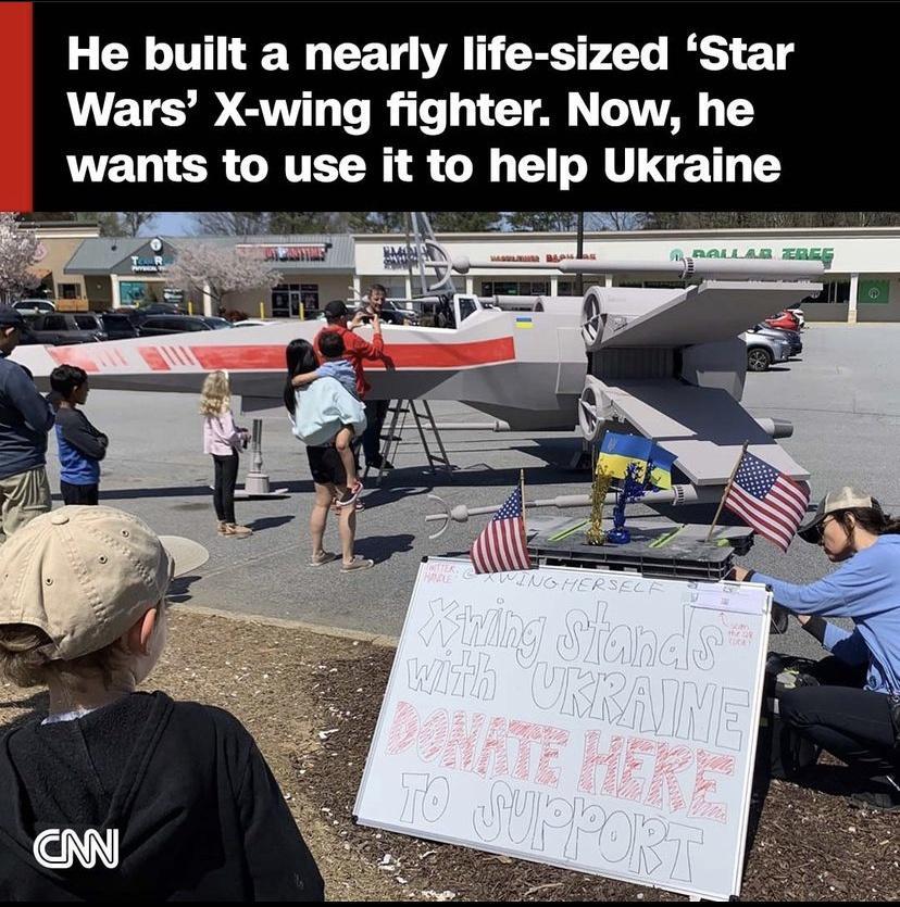 He built a nearly life sized Star Wars X wing fighter Now he wants to use t to help Ukraine