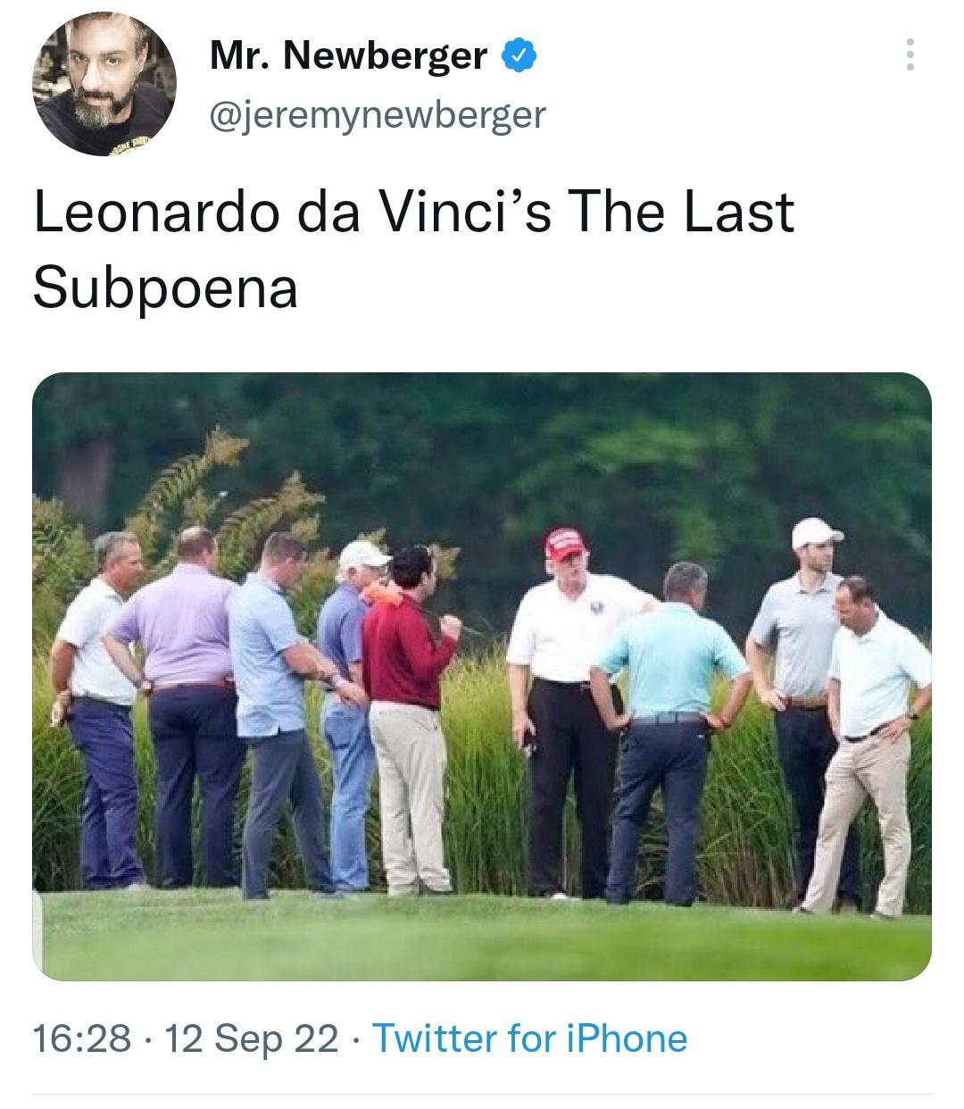Mr Newberger jeremynewberger Leonardo da Vincis The Last Subpoena 1628 12 Sep 22 Twitter for iPhone