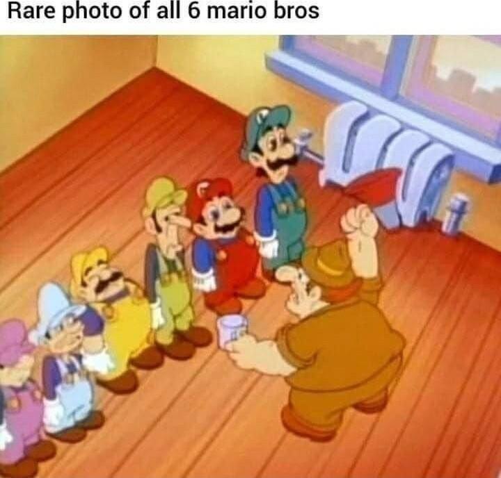 Rare photo of all 6 mario bros