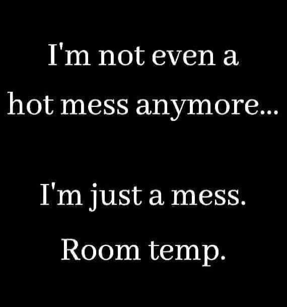 I'm not even a hot mess anymore... I'm just a mess. Room temp.