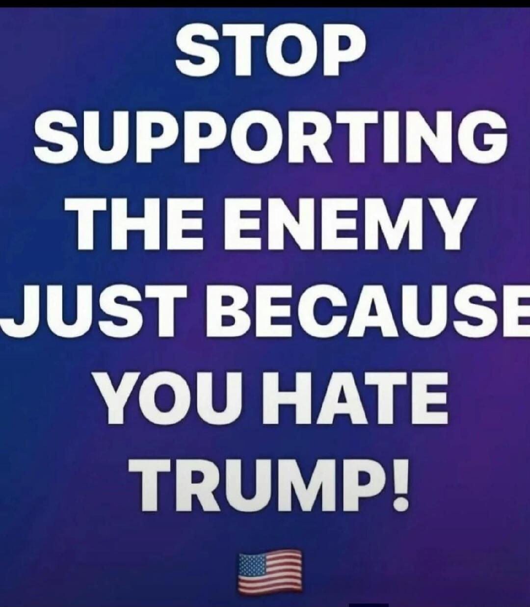 STOP SUPPORTING THE ENEMY JUST BECAUSE YOU HATE TRUMP!