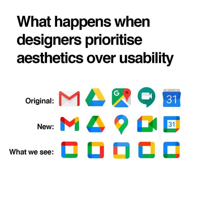 What happens when designers prioritise aesthetics over usability Original M a Q M8 QD What we see D u D u u