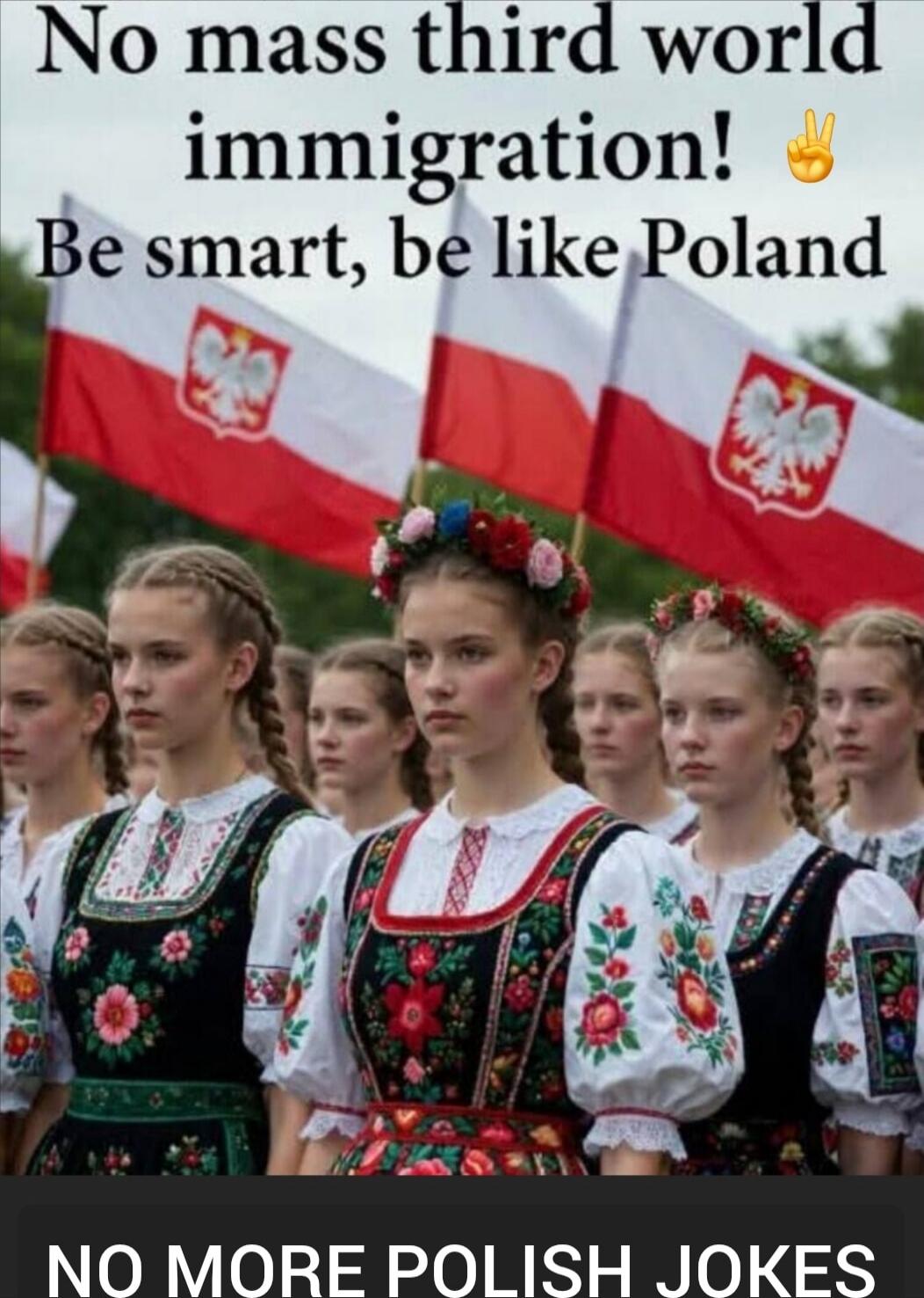 No mass third world immigration! Be smart, be like Poland
NO MORE POLISH JOKES