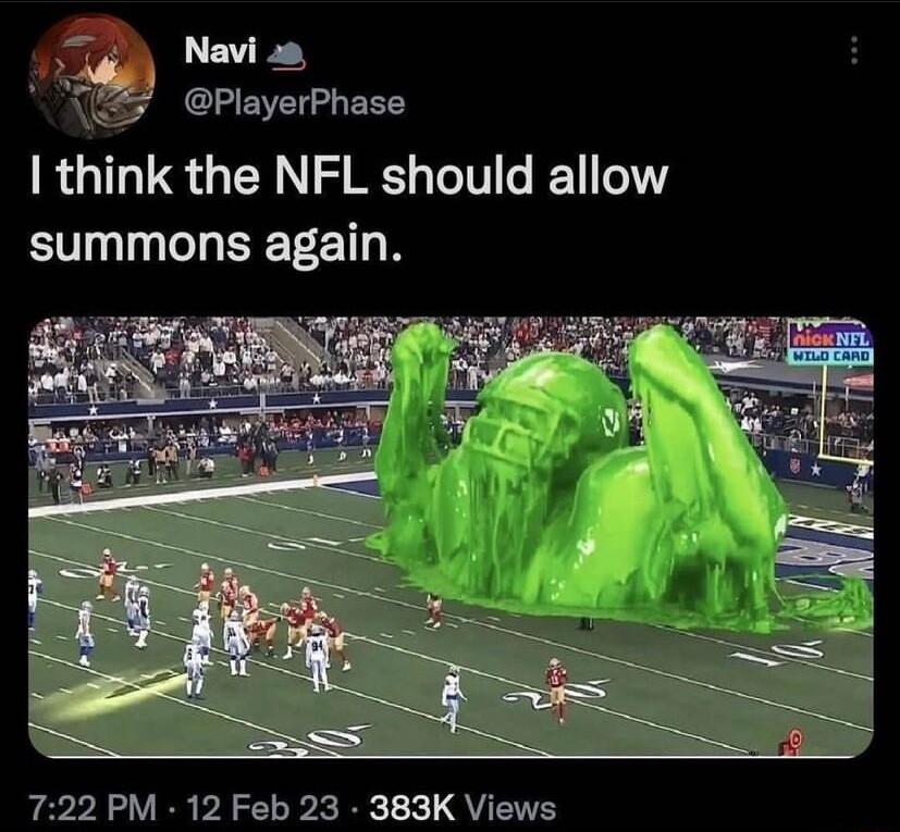think the NFL should allow summons again 722 PM 12 Feb 23 383K Views