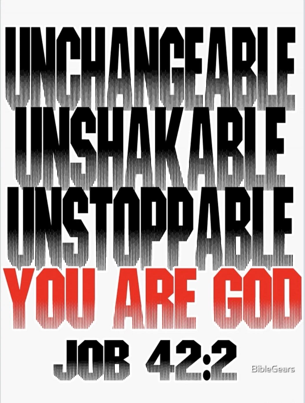UNCHANGEABLE UNSHAKABLE UNSTOPPABLE YOU ARE GOD JOB 42:2 BibleGears