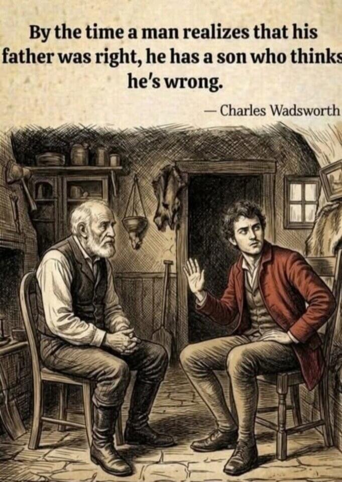 By the time a man realizes that his father was right, he has a son who thinks he's wrong. - Charles Wadsworth
