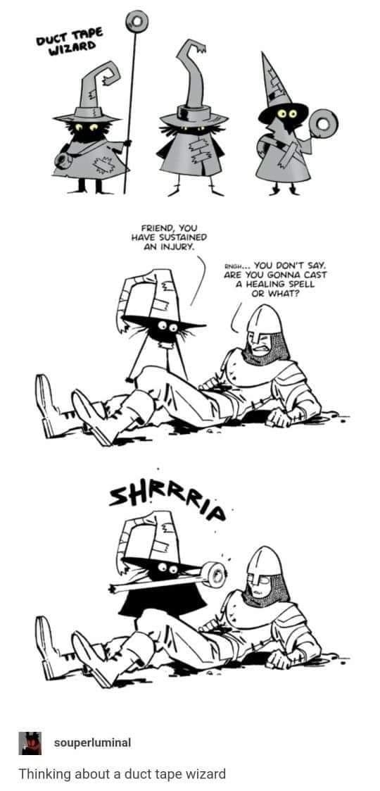 souperluminal Thinking about a duct tape wizard