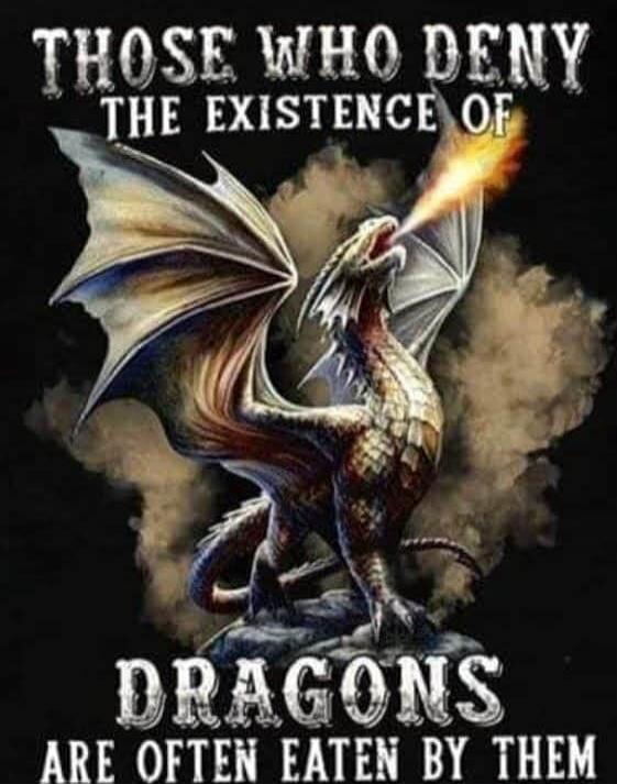 THOSE WHO DENY THE EXISTENCE OF DRAGONS ARE OFTEN EATEN BY THEM