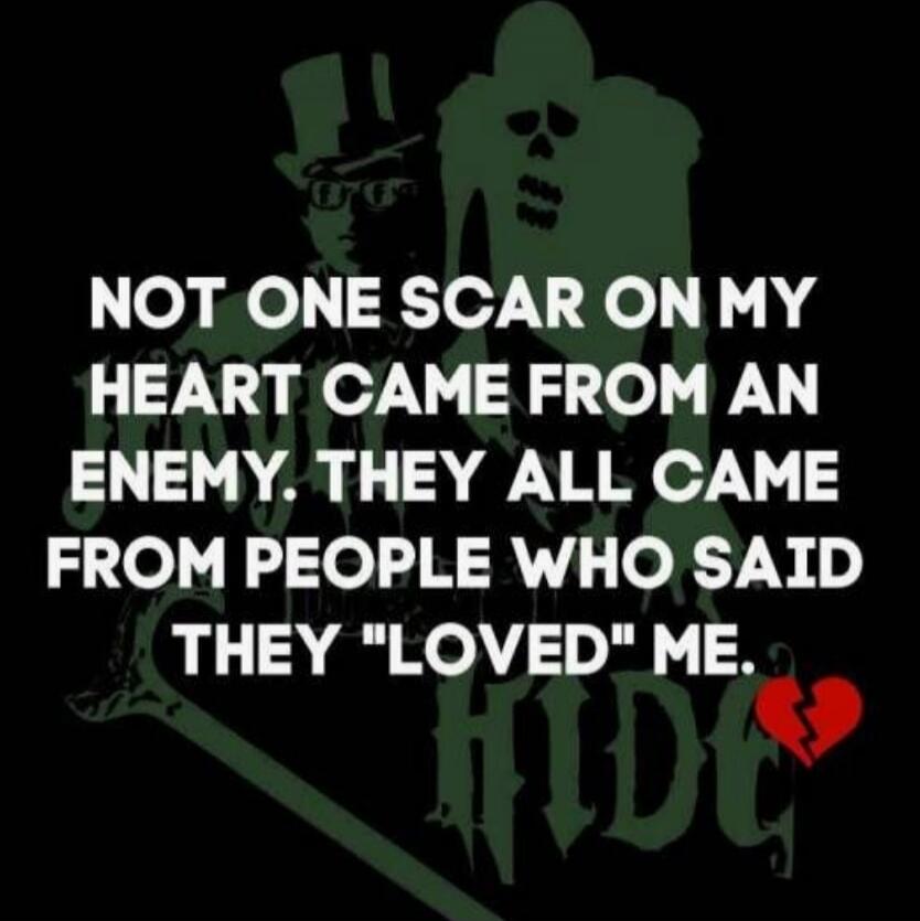 NOT ONE SCAR ON MY HEART CAME FROM AN ENEMY. THEY ALL CAME FROM PEOPLE WHO SAID THEY 