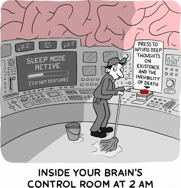 THOUGHTS exsTiice o MOTiE 5G IEvaLTy O Deaty INSIDE YOUR BRAINS CONTROL ROOM AT 2 AM