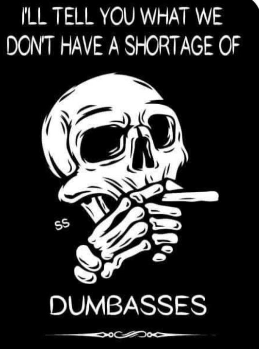 I'LL TELL YOU WHAT WE DON'T HAVE A SHORTAGE OF DUMBASSES