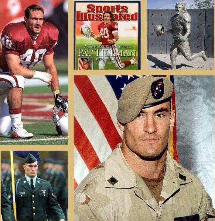 Sports Illustrated – Pat Tillman collage featuring football imagery and a U.S. Army uniform