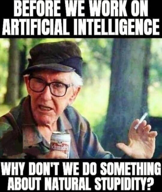 BEFORE WE WORK ON ARTIFICIAL INTELLIGENCE
WHY DON'T WE DO SOMETHING ABOUT NATURAL STUPIDITY?