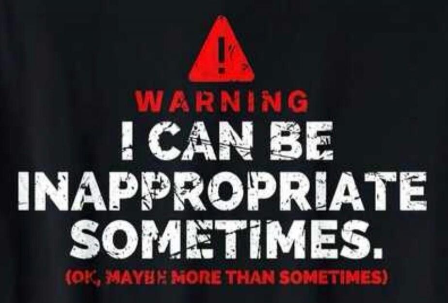 WARNING! I CAN BE INAPPROPRIATE SOMETIMES. (OK, MAYBE MORE THAN SOMETIMES)