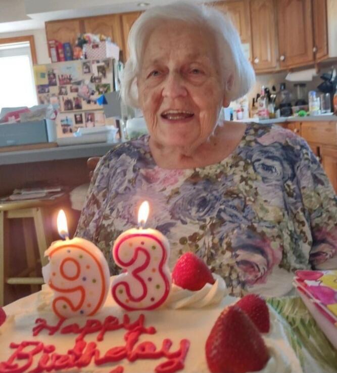 93 on candles. Happy Birthday