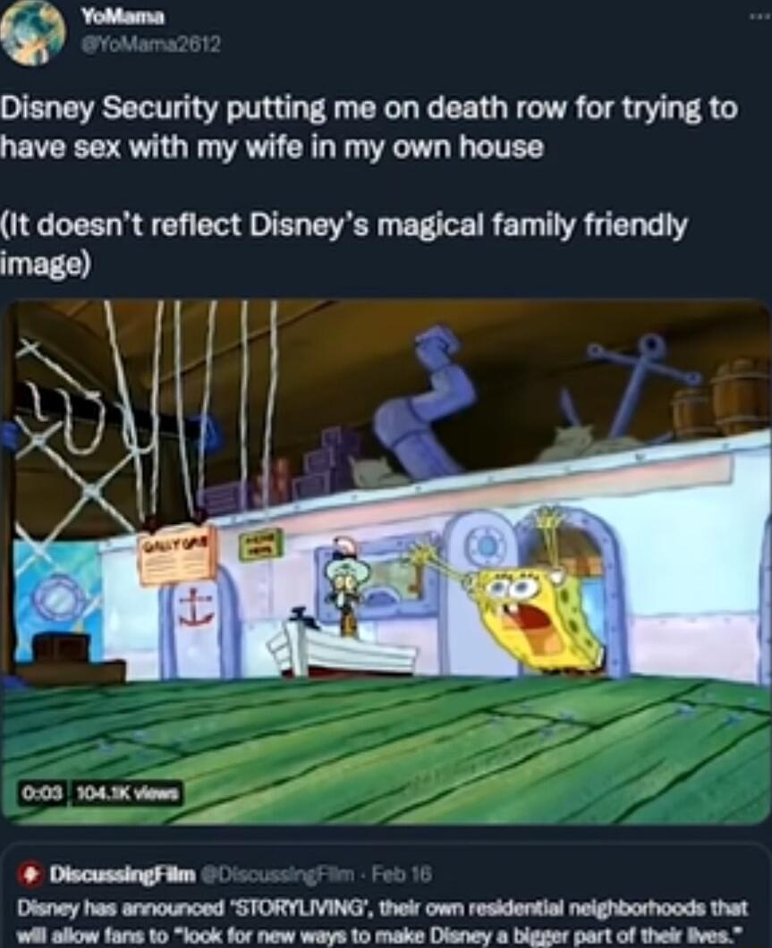 Disney Security putting me on death row for trying to have sex with my wife in my own house It doesnt reflect Disneys magical family friendly image Discussingf m Disney has announced STORYLIVING thelr own residential neighborhoods that il e i Pouiel o i o s D i st il Wi M