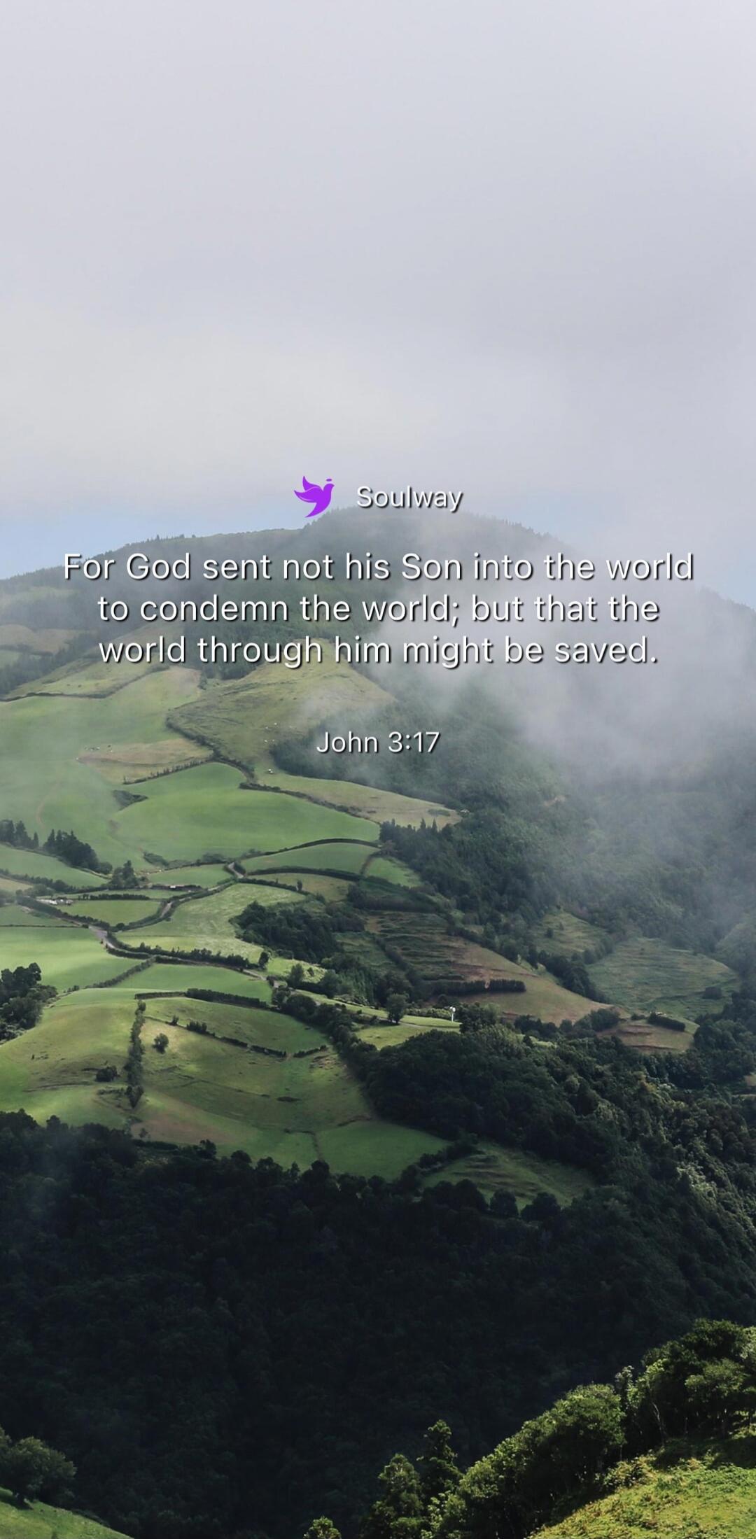 For God sent not his Son into the world to condemn the world; but that the world through him might be saved. John 3:17