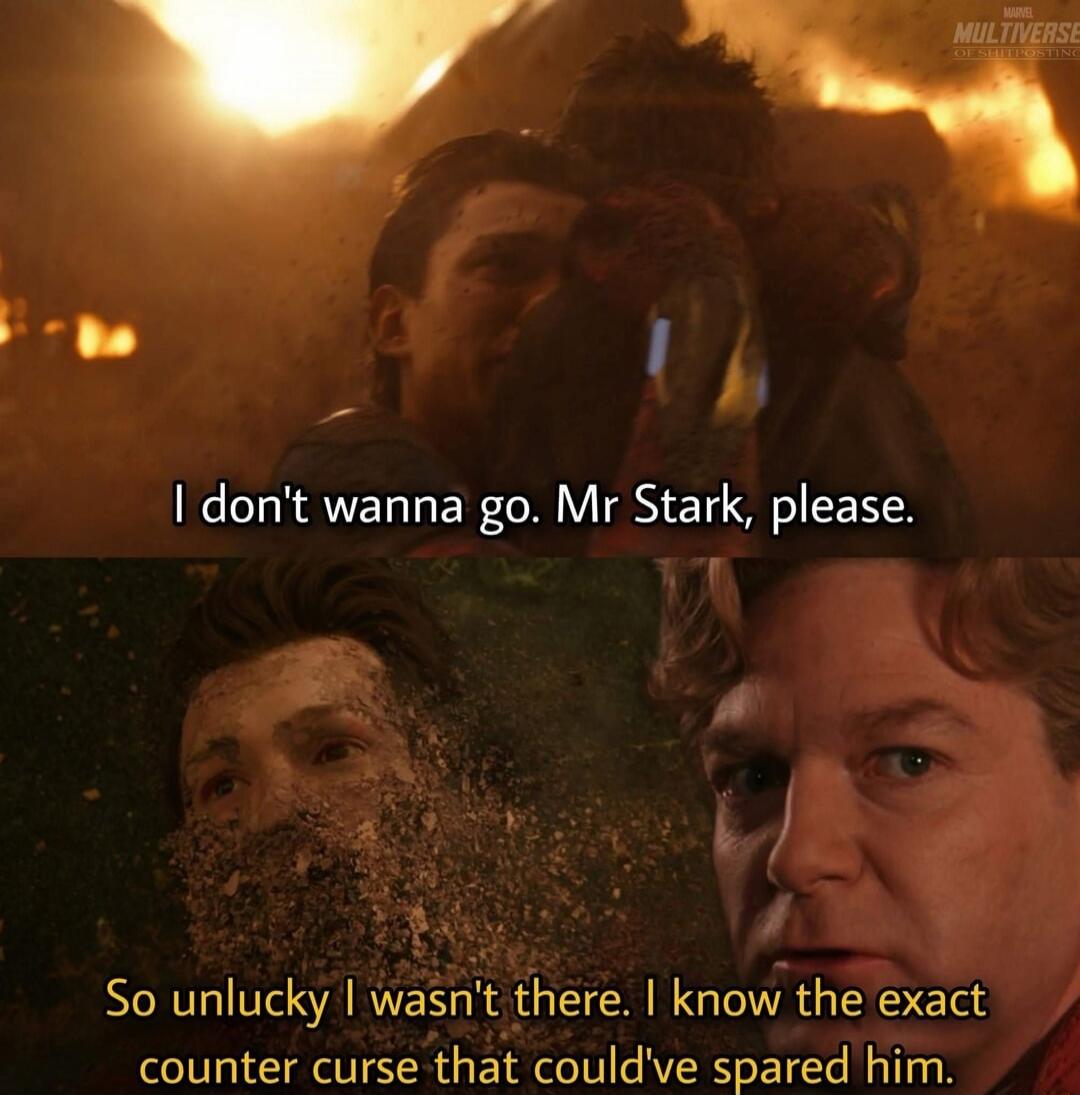 I don't wanna go. Mr Stark, please.
So unlucky I wasn't there. I know the exact counter curse that could've spared him.