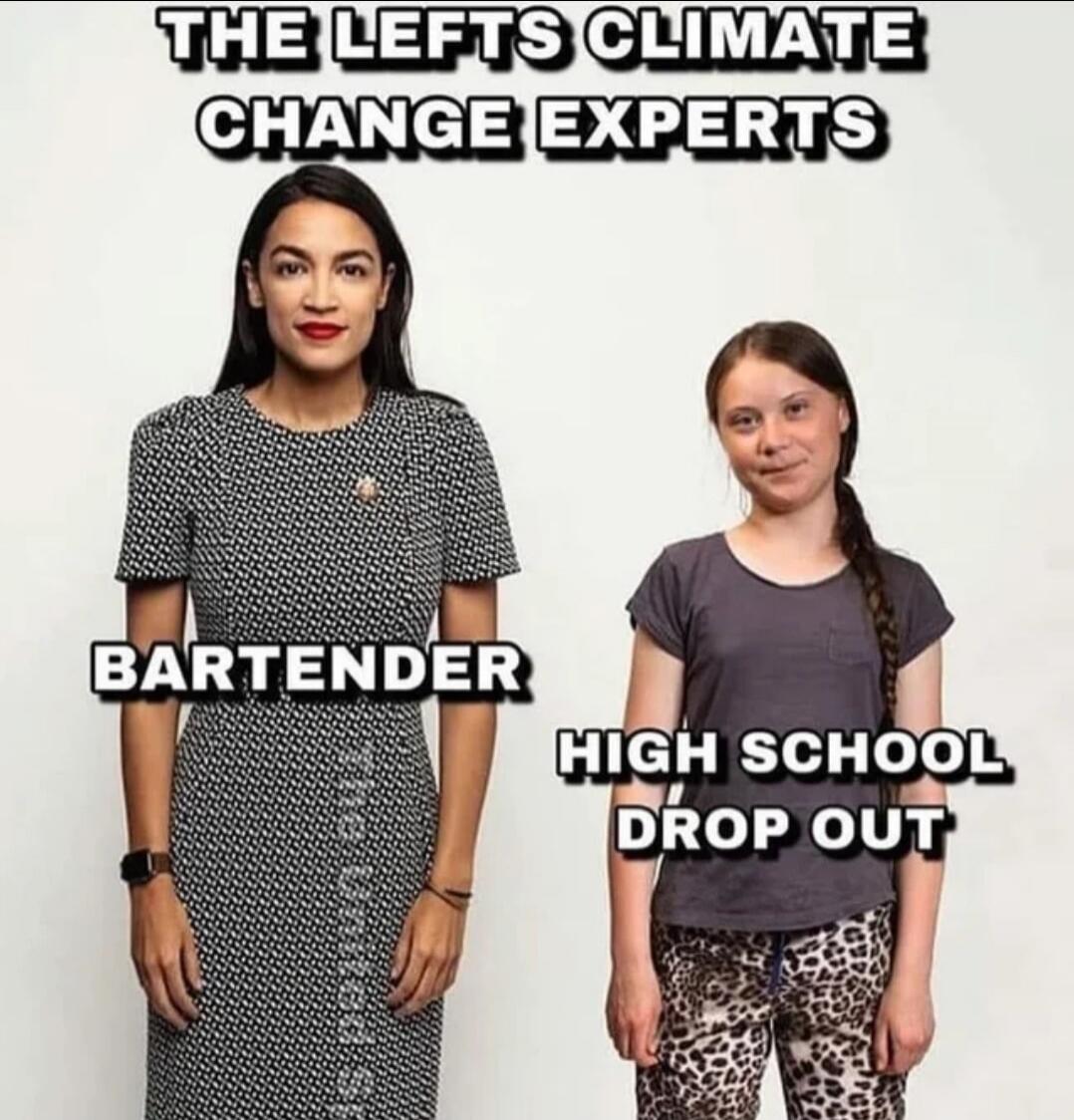 THE LEFTS CLIMATE CHANGE EXPERTS BARTENDER HIGH SCHOOL DROP OUT