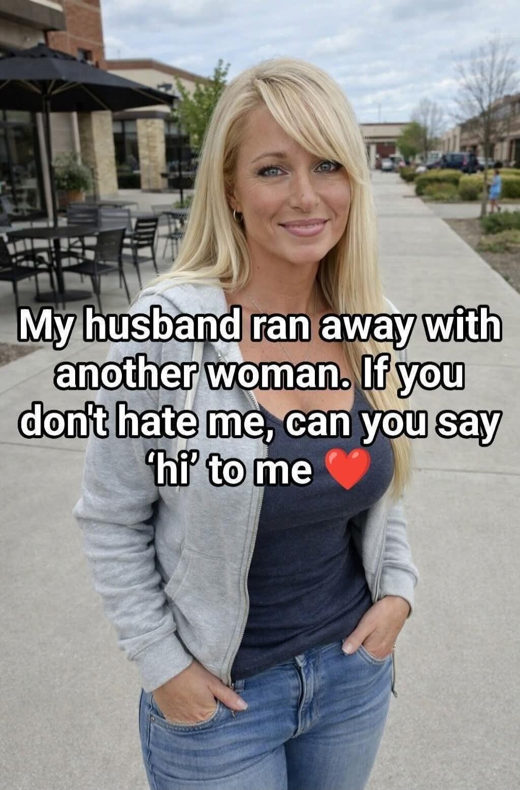 My husband ran away with another woman. If you don't hate me, can you say 'hi' to me ❤️