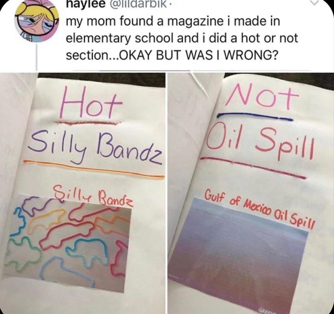 4 TIEYI00 idarom 1 my mom found a magazine i made in elementary school and i did a hot or not sectionOKAY BUT WAS WRONG