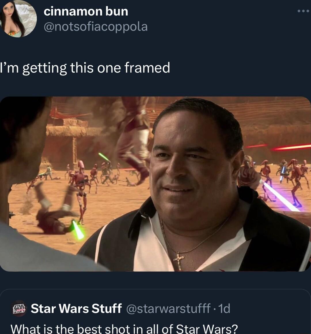 cinnamon bun IS ETT e E Im getting this one framed Star Wars Stuff starwarstufff 1d What is the best shot in all of Star Wars