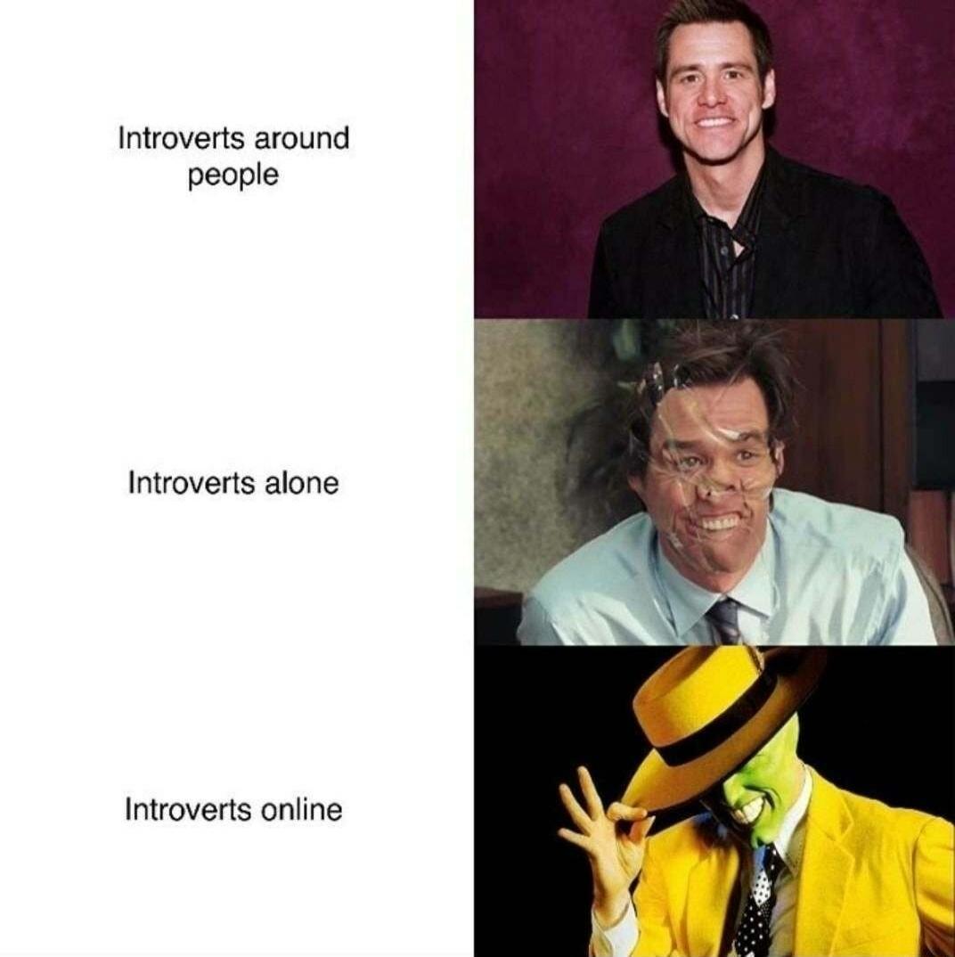 Introverts around people Introverts alone Introverts online