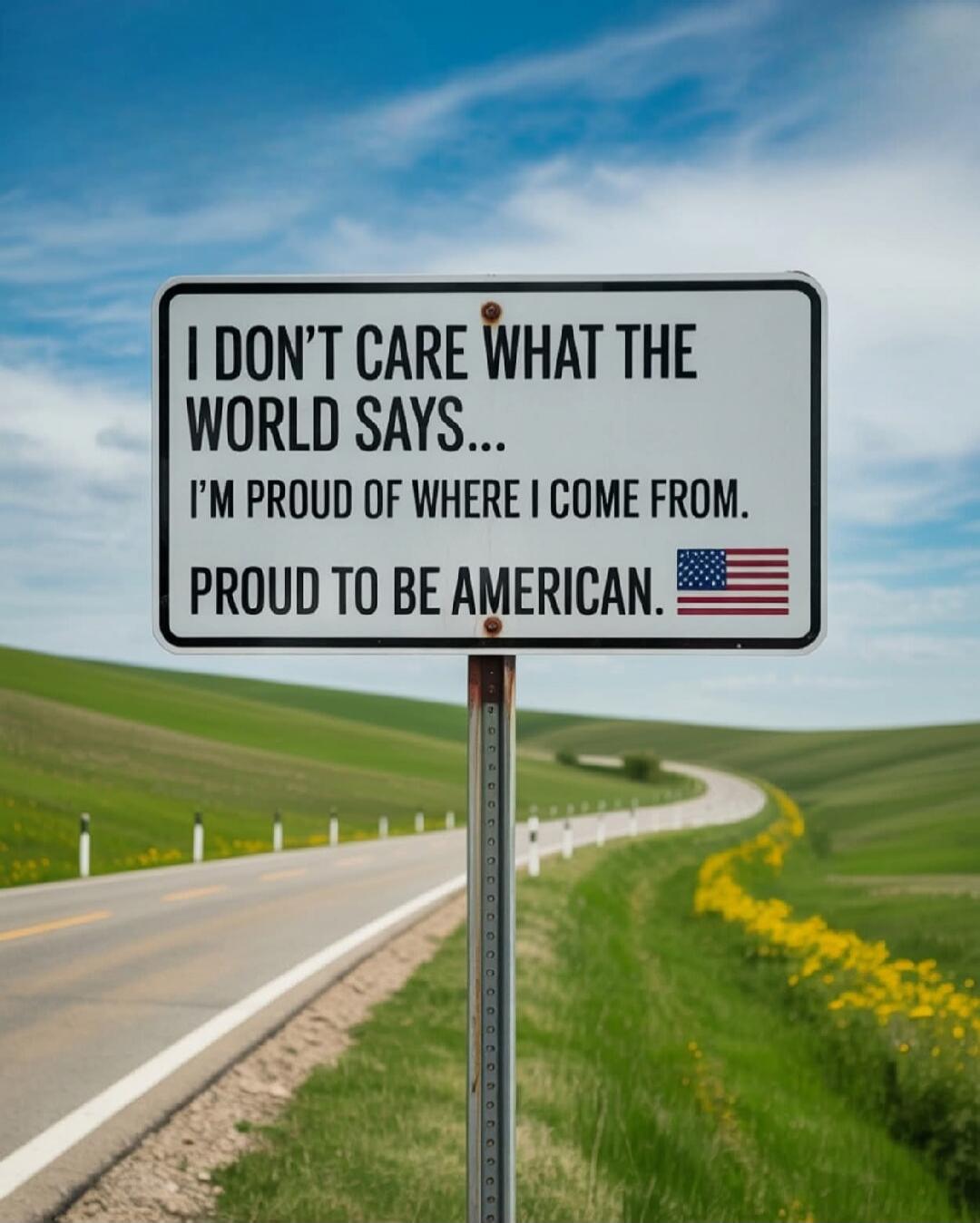 I DON'T CARE WHAT THE WORLD SAYS... I'M PROUD OF WHERE I COME FROM. PROUD TO BE AMERICAN.