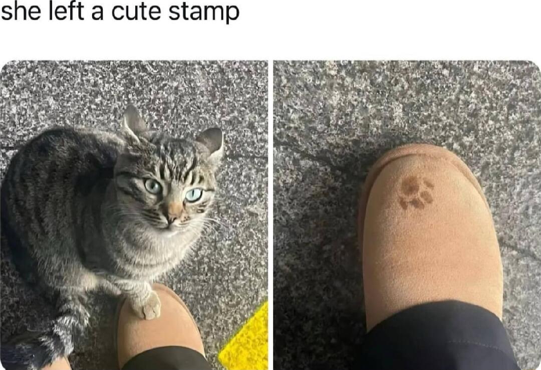 she leit a cute stamp