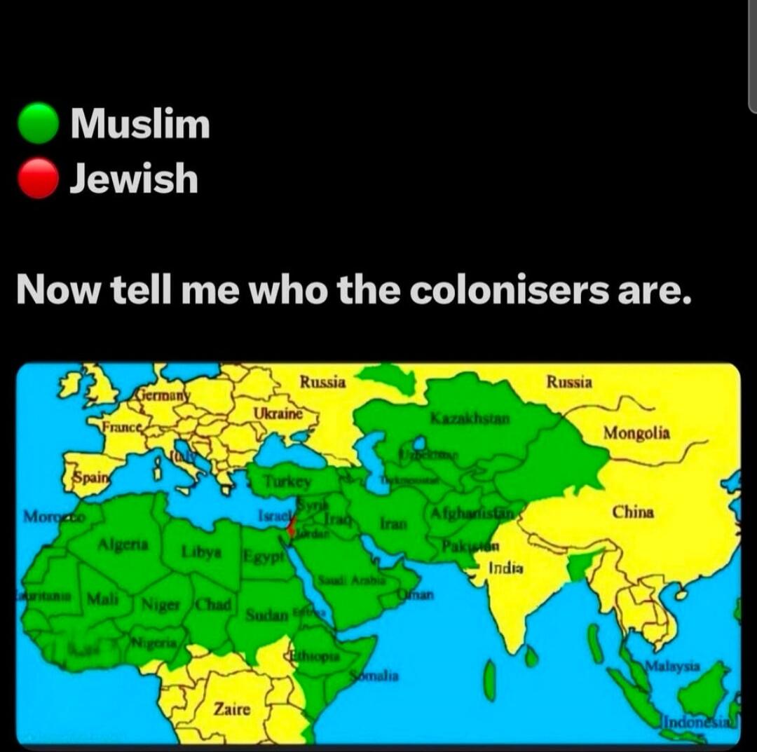 Muslim Jewish Now tell me who the colonisers are.