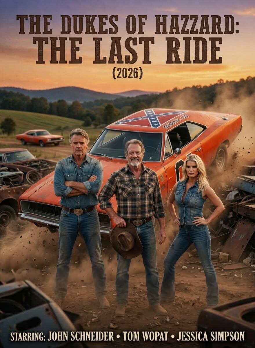 THE DUKES OF HAZZARD: THE LAST RIDE (2026) GENERAL LEE STARRING: JOHN SCHNEIDER TOM WOPAT JESSICA SIMPSON