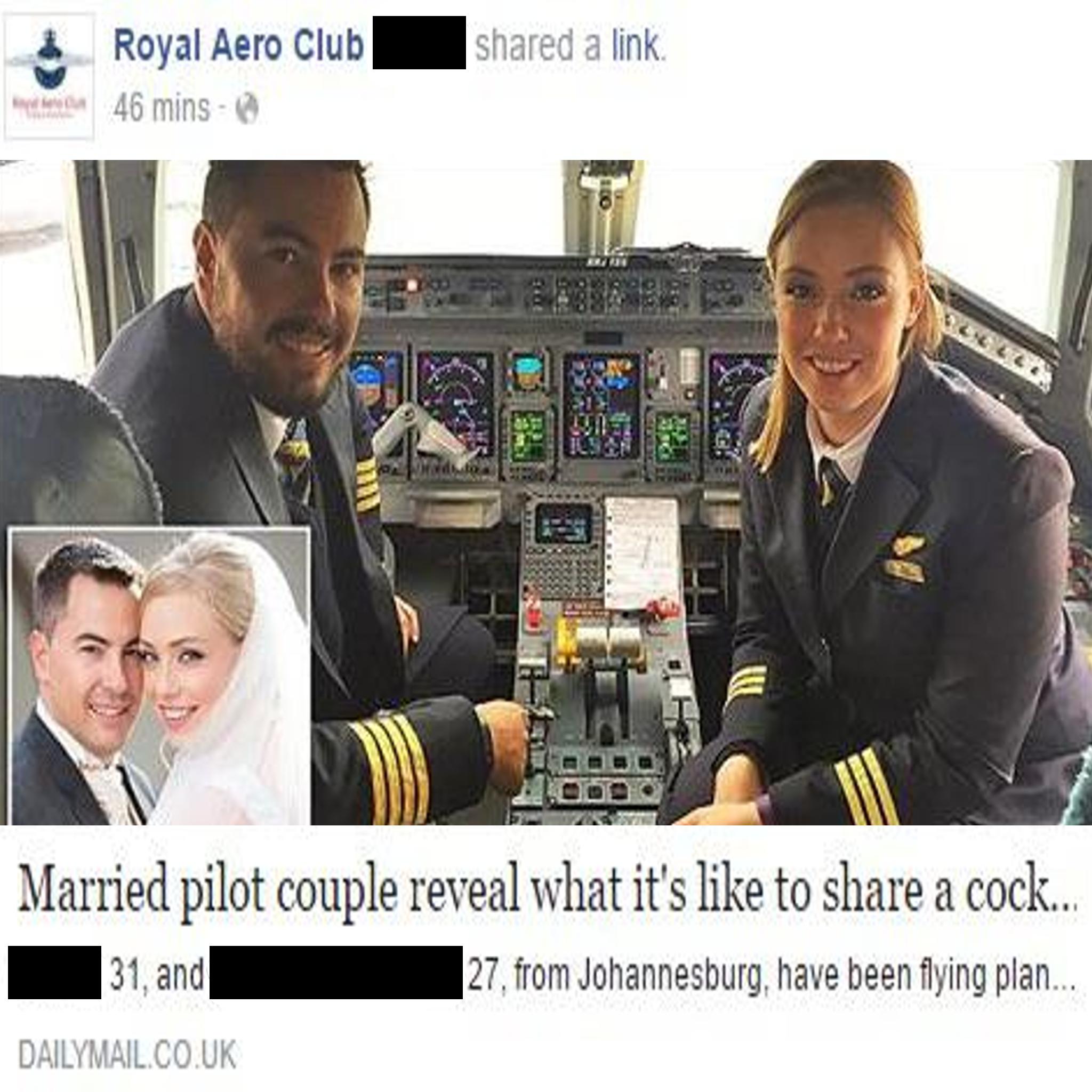 Royal Aero ciub shared link 2 Married pilot couple reveal what its like to share a cock I 31 o I 27 from Johannesburg have been fing plan