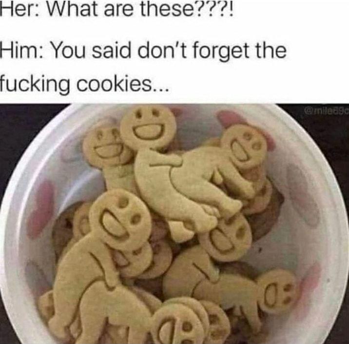 er What are these77 im You said dont forget the ucking cookies