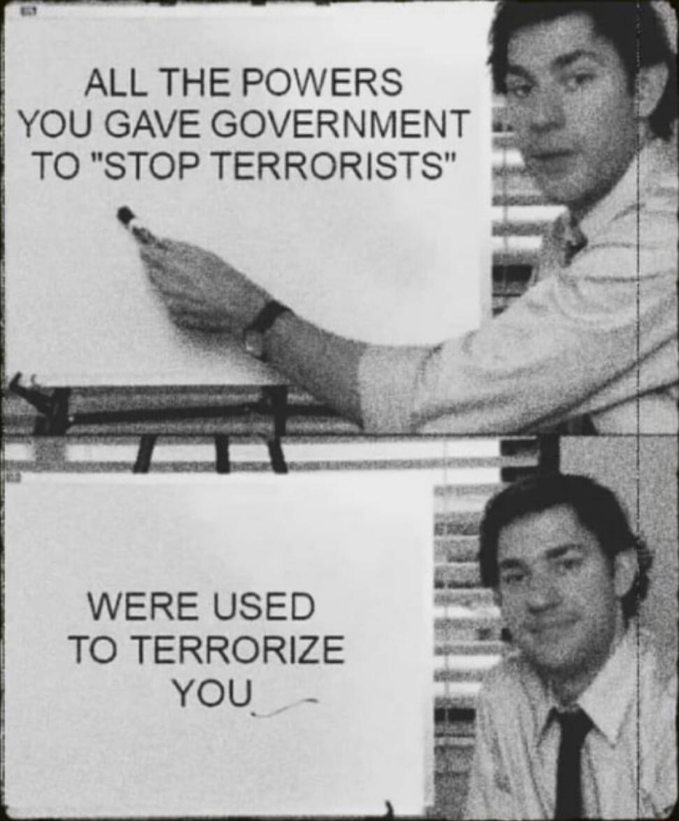 ALL THE POWERS YOU GAVE GOVERNMENT TO STOP TERRORISTS WERE USED TO TERRORIZE You B