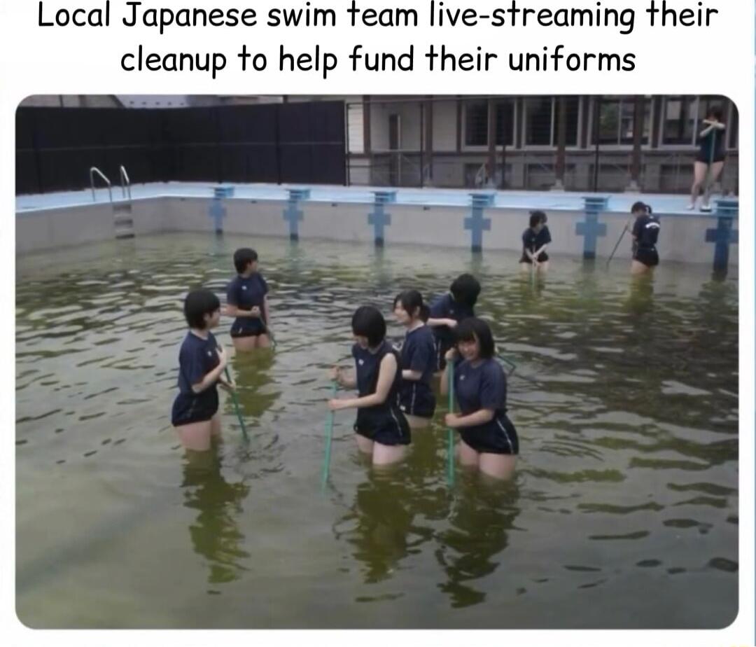 Local Japanese swim team live streaming their cleanup to help fund their uniforms