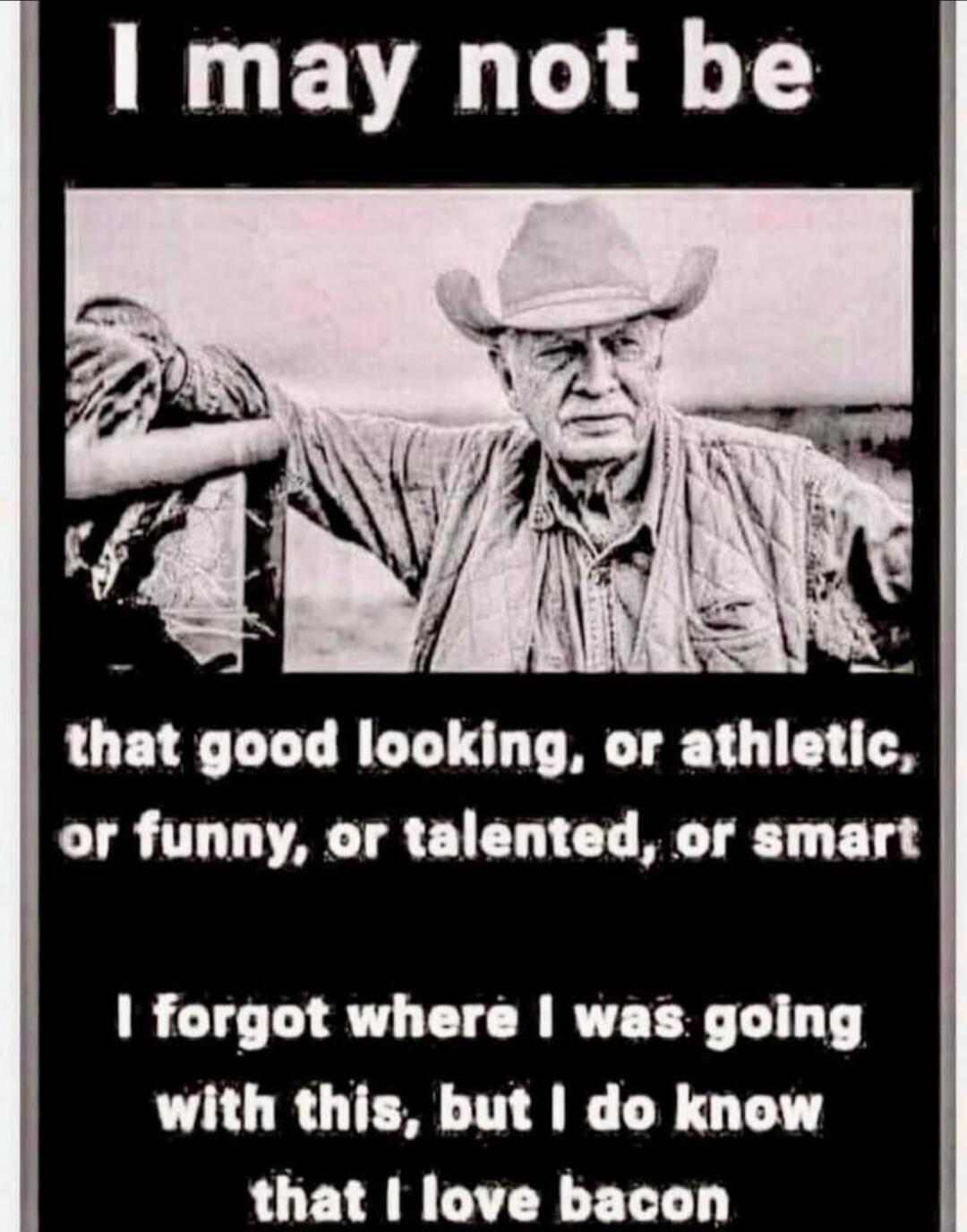 I may not be that good looking, or athletic, or funny, or talented, or smart
I forgot where I was going with this, but I do know that I love bacon