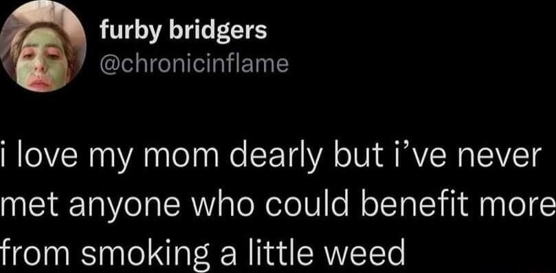 furby bridgers 7 chronicinflame i love my mom dearly but ive never met anyone who could benefit more from smoking a little weed