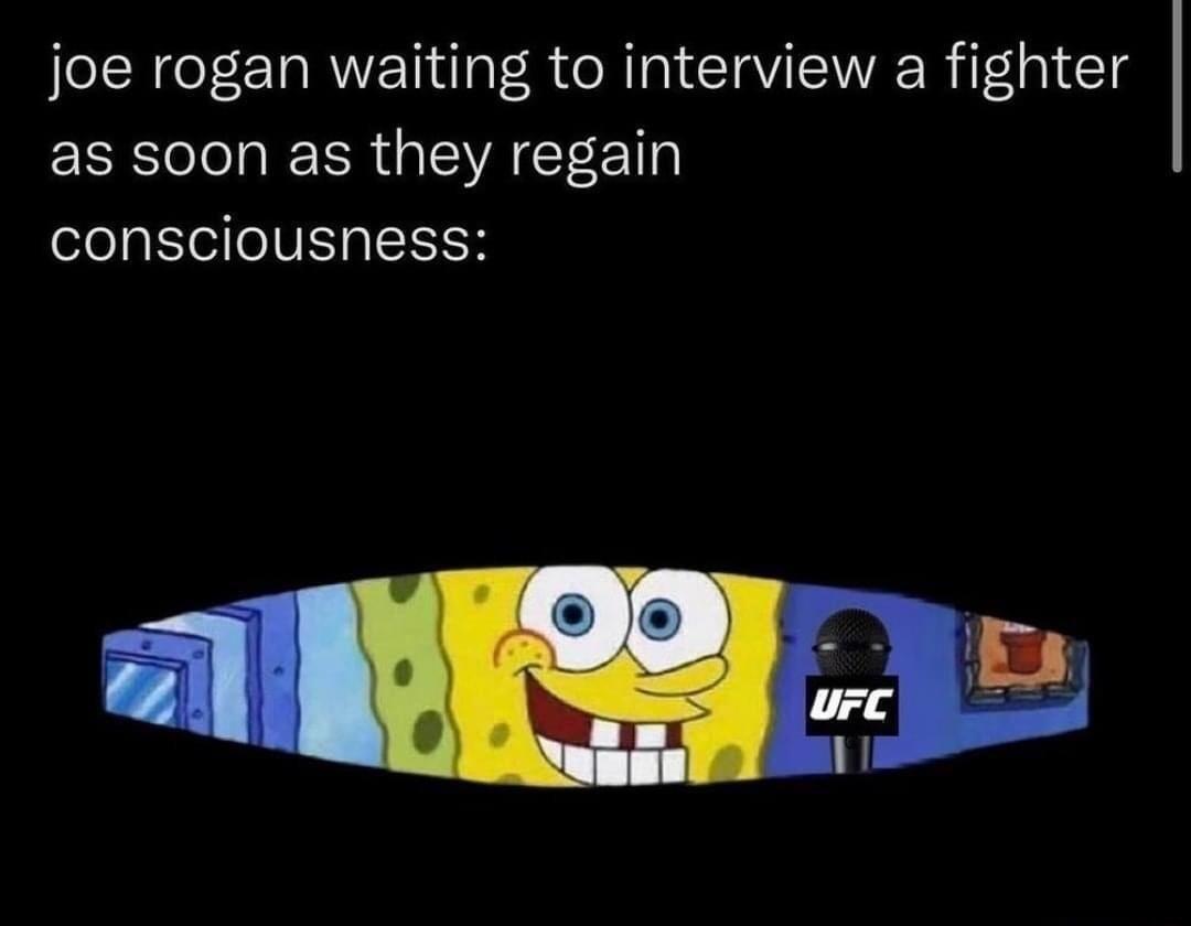 joe rogan waiting to interview a fighter as soon as they regain SCQEICIIVEILER