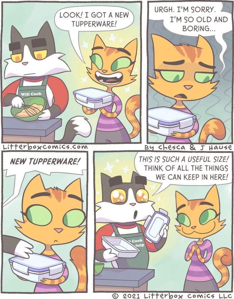 Took Teor ANewY URGH IM SORRY TUPPERWARE IS0 BORING THINK OF ALL THE THINGS WE CAN KEEP IN HERE