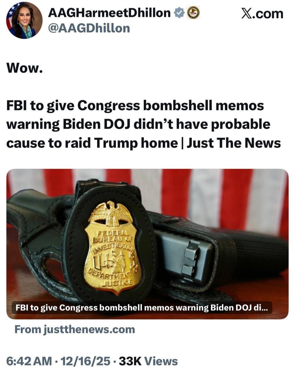 Wow. FBI to give Congress bombshell memos warning Biden DOJ didn’t have probable cause to raid Trump home | Just The News