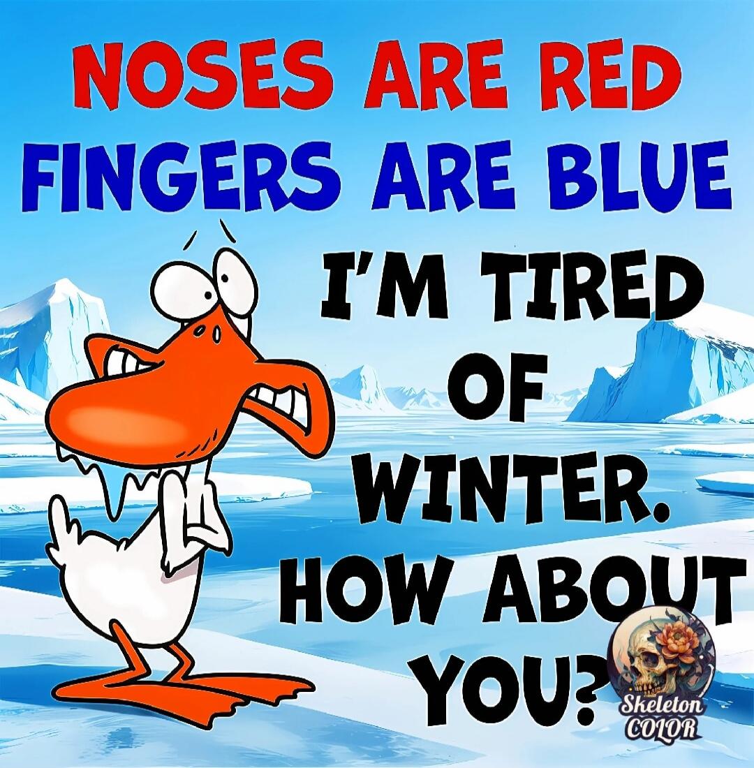NOSES ARE RED FINGERS ARE BLUE I'M TIRED OF WINTER. HOW ABOUT YOU?