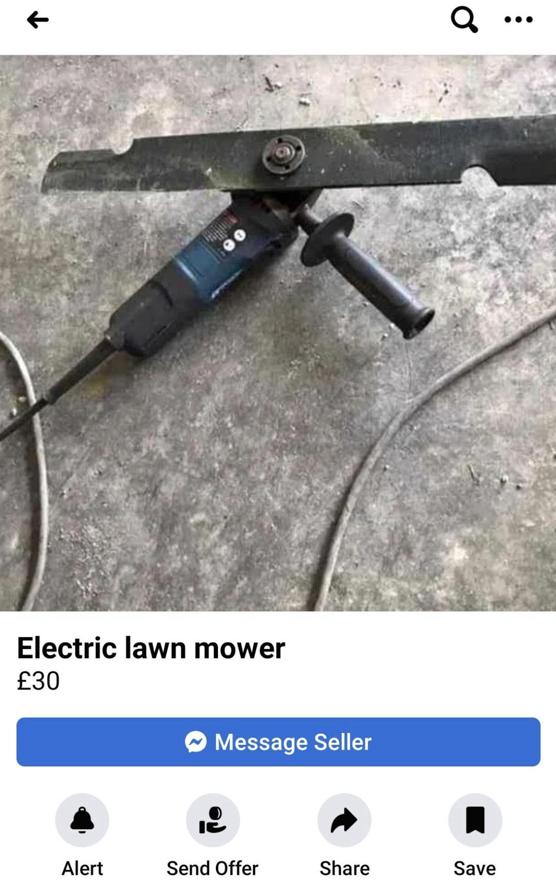 Electric lawn mower 30 Message Seller a e 4 n Alert Send Offer Share
